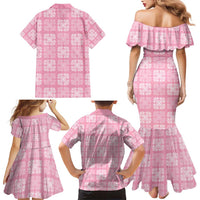 Pink Palaka Quilt Hawaii Family Matching Mermaid Dress and Hawaiian Shirt Traditional Hawaii-plaid Pattern - Polynesian Pride