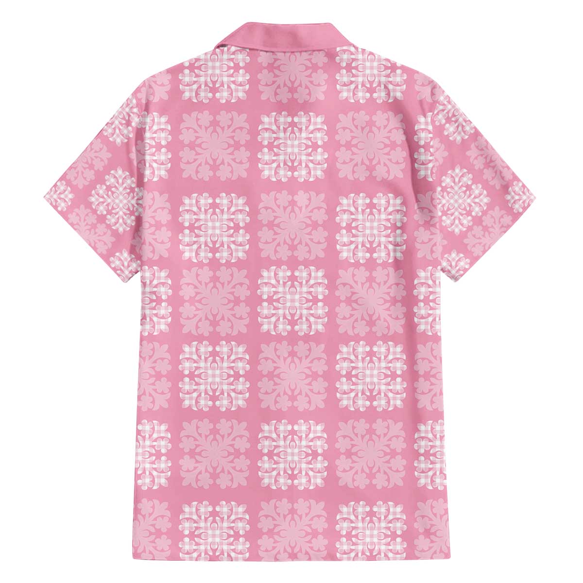 Pink Palaka Quilt Hawaii Family Matching Off The Shoulder Long Sleeve Dress and Hawaiian Shirt Traditional Hawaii-plaid Pattern - Polynesian Pride