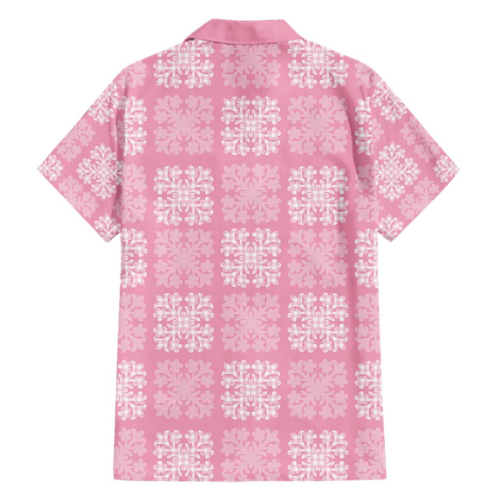 Pink Palaka Quilt Hawaii Family Matching Off Shoulder Short Dress and Hawaiian Shirt Traditional Hawaii-plaid Pattern - Polynesian Pride