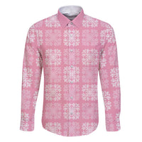 Pink Palaka Quilt Hawaii Family Matching Puletasi and Hawaiian Shirt Traditional Hawaii-plaid Pattern LT14 Dad's Shirt - Long Sleeve Pink - Polynesian Pride