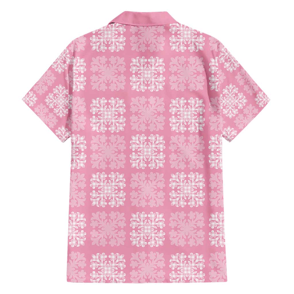 Pink Palaka Quilt Hawaii Family Matching Short Sleeve Bodycon Dress and Hawaiian Shirt Traditional Hawaii-plaid Pattern - Polynesian Pride