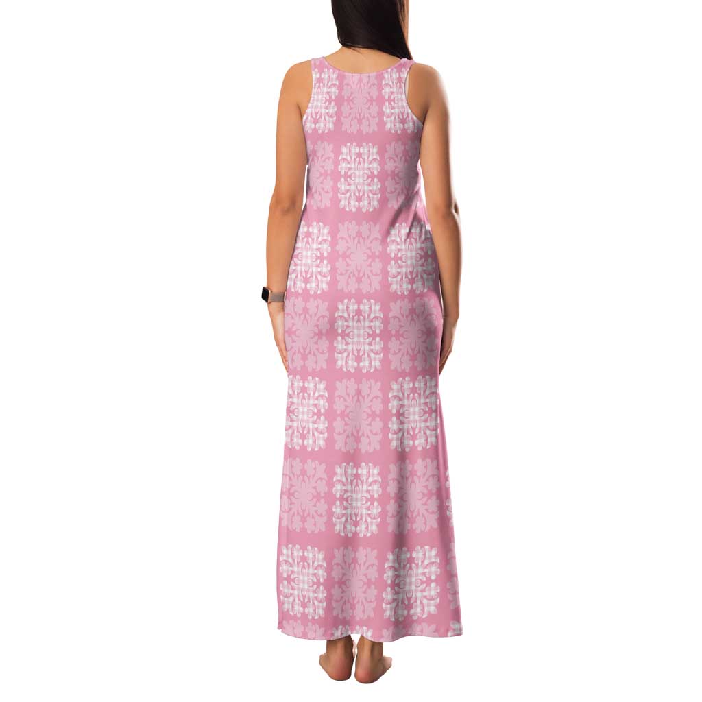 Pink Palaka Quilt Hawaii Family Matching Tank Maxi Dress and Hawaiian Shirt Traditional Hawaii-plaid Pattern - Polynesian Pride