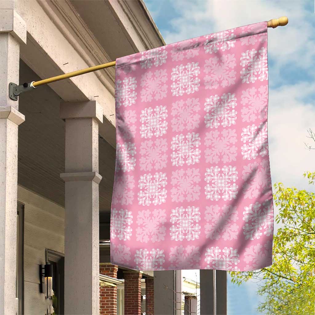 Pink Palaka Quilt Hawaii Garden Flag Traditional Hawaii-plaid Pattern - Polynesian Pride
