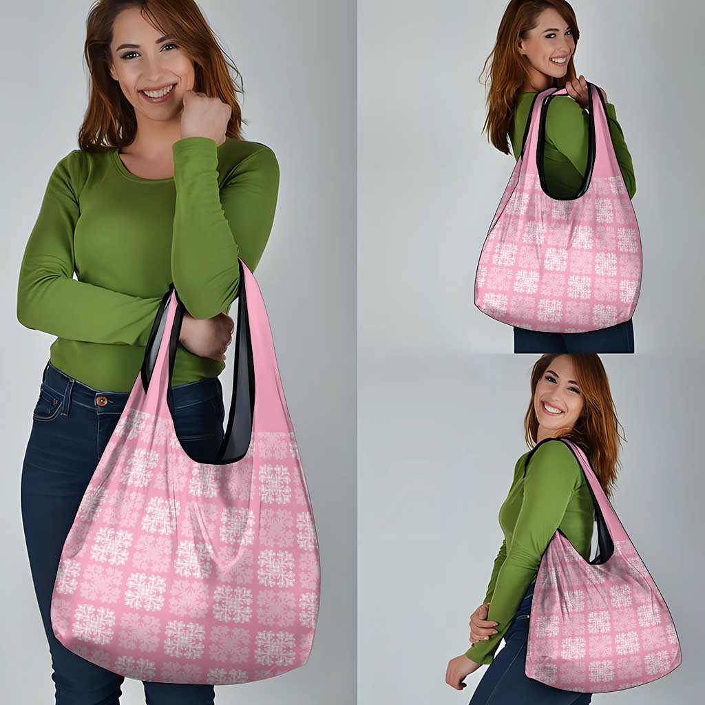 Pink Palaka Quilt Hawaii Grocery Bag Traditional Hawaii-plaid Pattern LT14 - Polynesian Pride