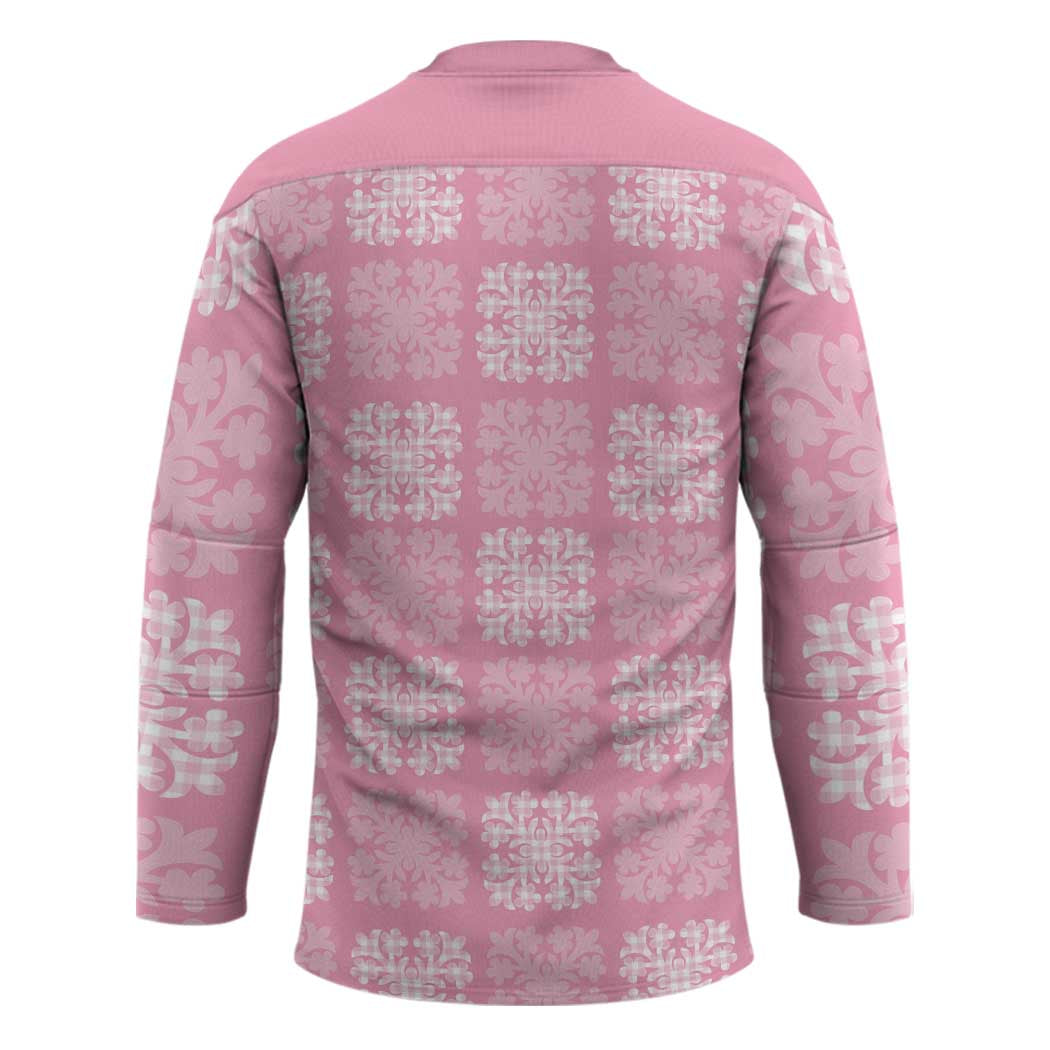 Pink Palaka Quilt Hawaii Hockey Jersey Traditional Hawaii-plaid Pattern LT14 - Polynesian Pride