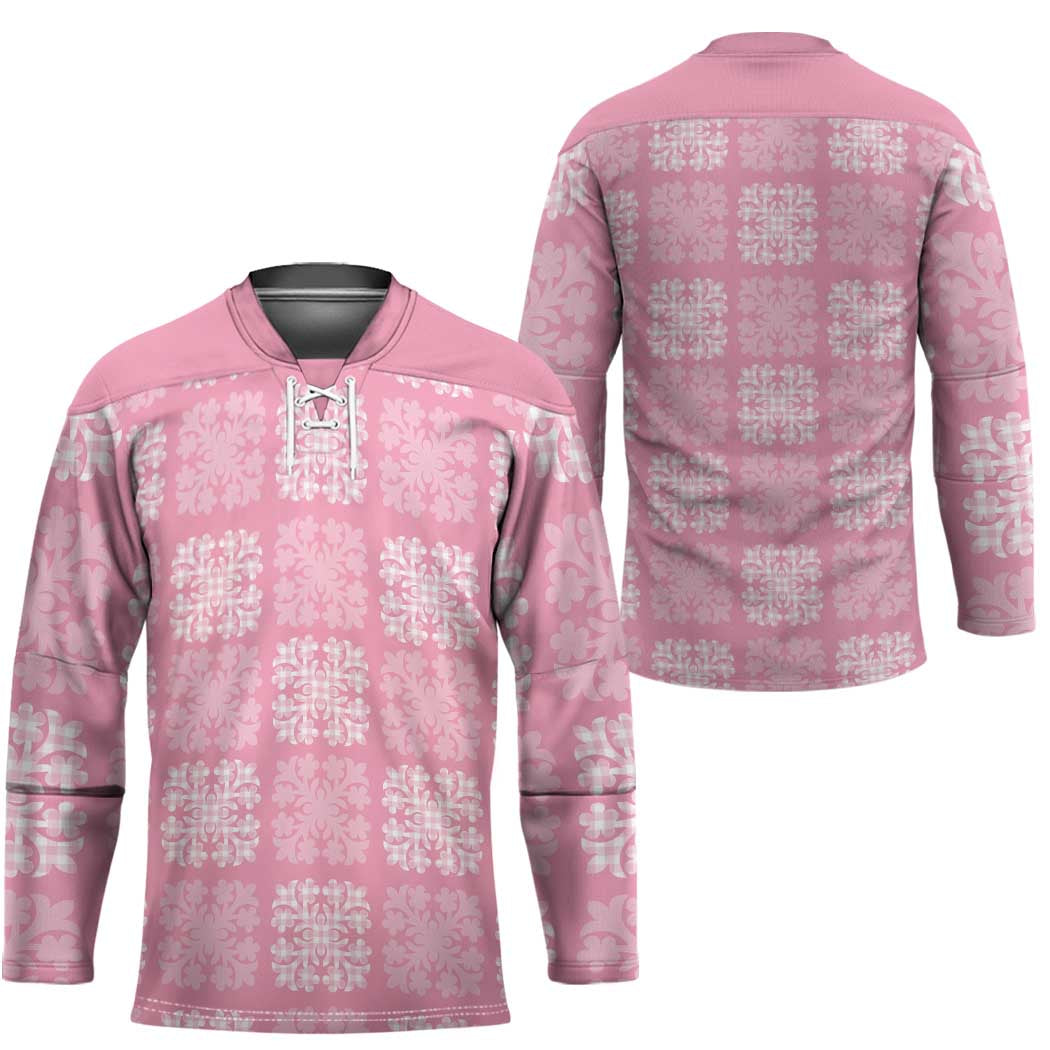 Pink Palaka Quilt Hawaii Hockey Jersey Traditional Hawaii-plaid Pattern LT14 - Polynesian Pride