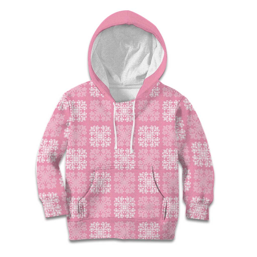 Pink Palaka Quilt Hawaii Kid Hoodie Traditional Hawaii-plaid Pattern - Polynesian Pride