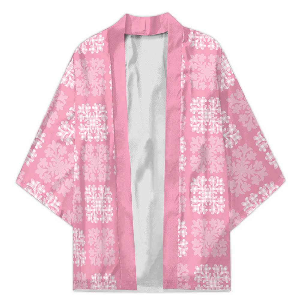 Pink Palaka Quilt Hawaii Kimono Traditional Hawaii-plaid Pattern LT14 Unisex Pink - Polynesian Pride