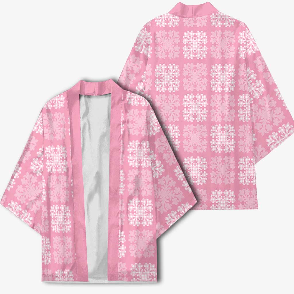 Pink Palaka Quilt Hawaii Kimono Traditional Hawaii-plaid Pattern LT14 - Polynesian Pride