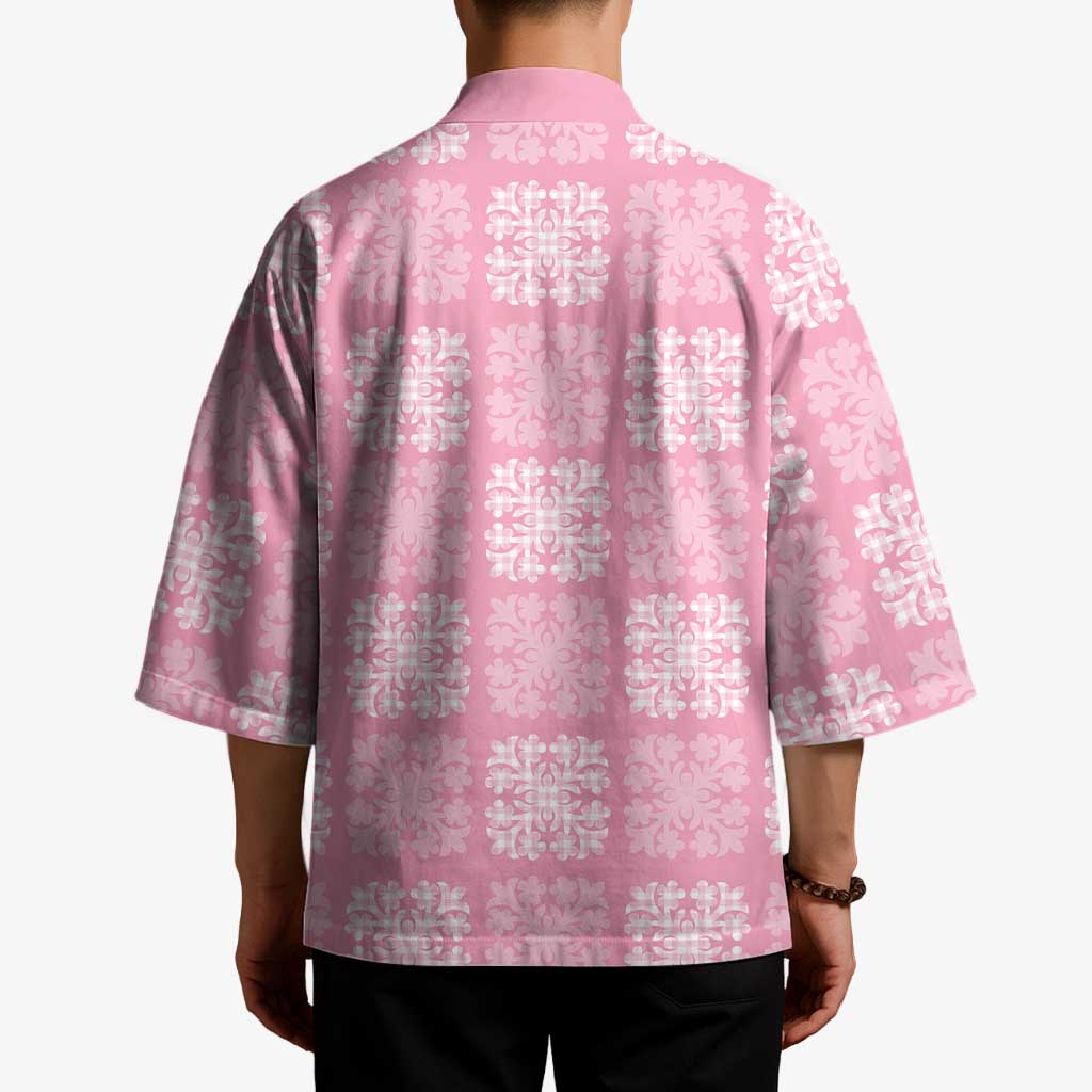 Pink Palaka Quilt Hawaii Kimono Traditional Hawaii-plaid Pattern LT14 - Polynesian Pride