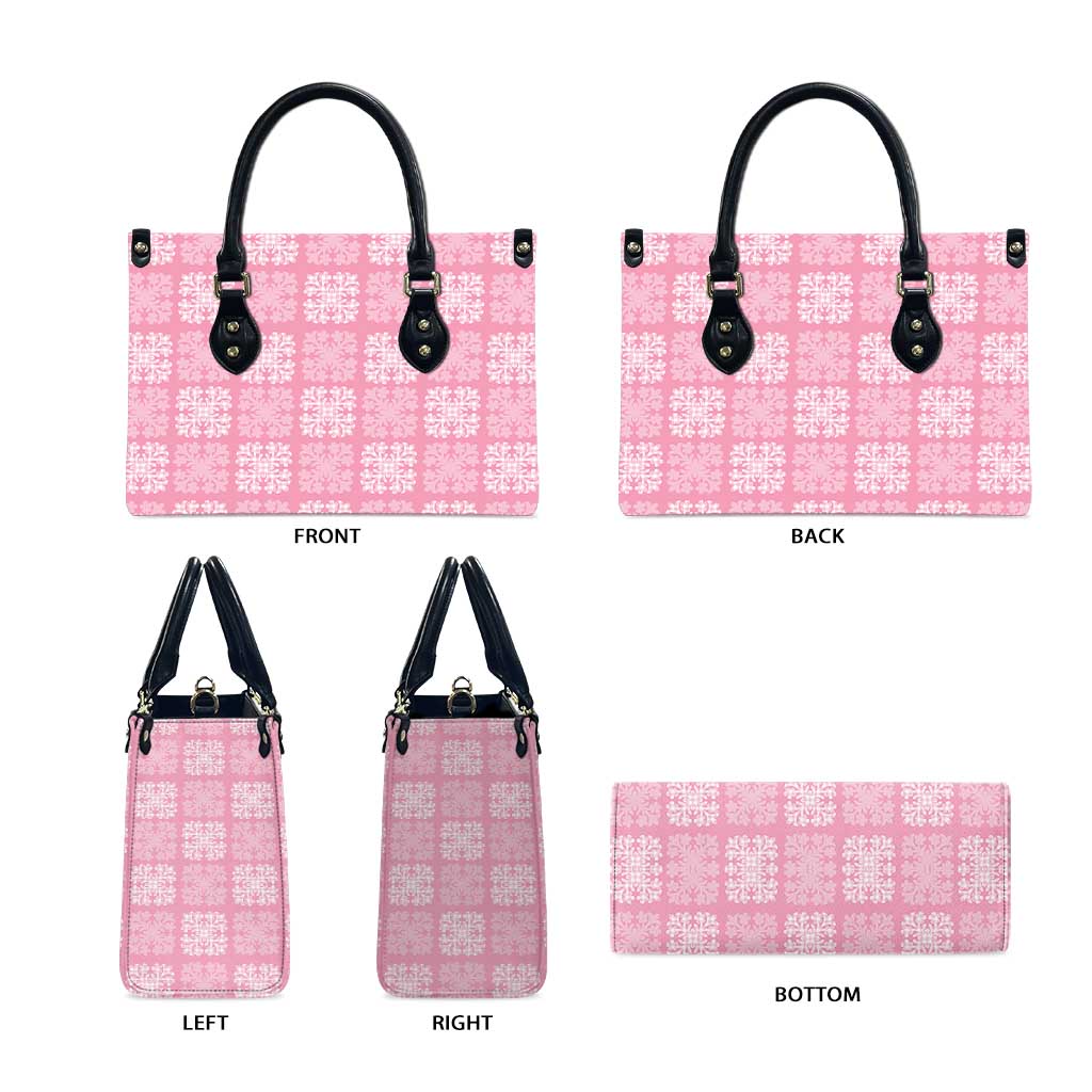 Pink Palaka Quilt Hawaii Leather Bag Traditional Hawaii-plaid Pattern - Polynesian Pride
