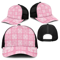 Pink Palaka Quilt Hawaii Mesh Trucker Cap Traditional Hawaii-plaid Pattern - Polynesian Pride