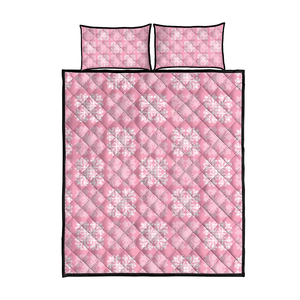 Pink Palaka Quilt Hawaii Quilt Bed Set Traditional Hawaii-plaid Pattern - Polynesian Pride