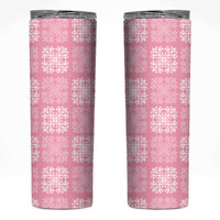 Pink Palaka Quilt Hawaii Skinny Tumbler Traditional Hawaii-plaid Pattern - Polynesian Pride