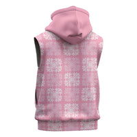 Pink Palaka Quilt Hawaii Sleeveless Zip Hoodie Traditional Hawaii-plaid Pattern - Polynesian Pride