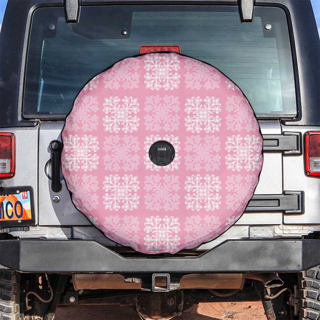 Pink Palaka Quilt Hawaii Spare Tire Cover Traditional Hawaii-plaid Pattern - Polynesian Pride