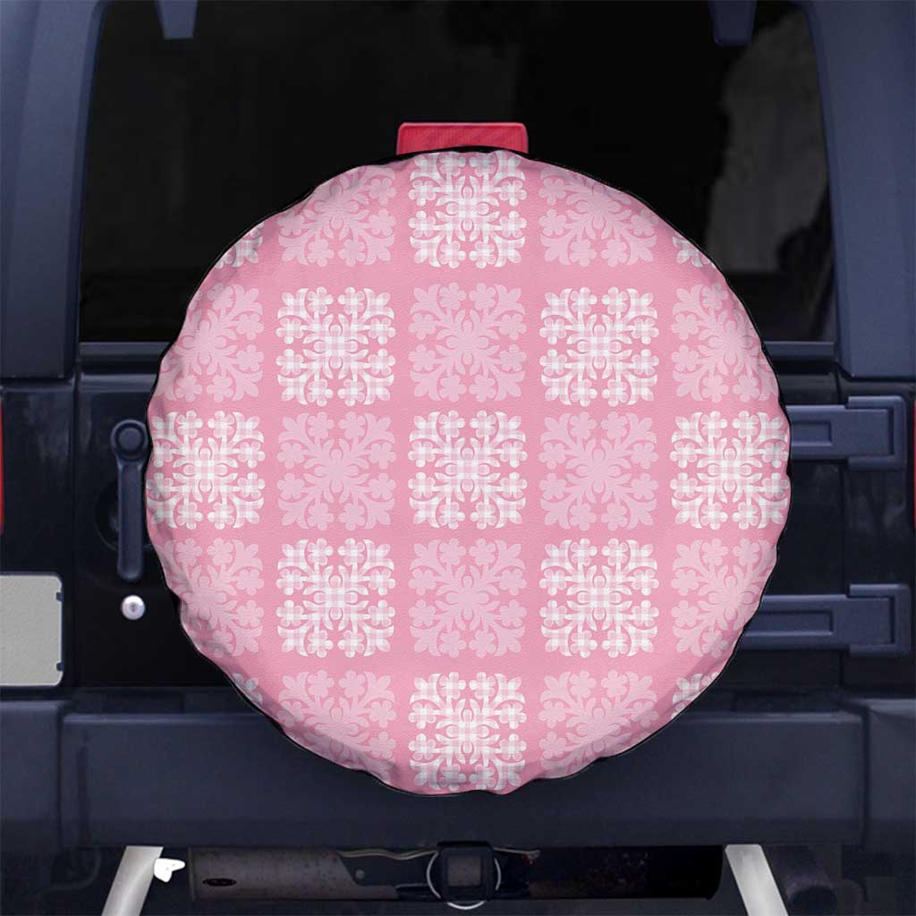 Pink Palaka Quilt Hawaii Spare Tire Cover Traditional Hawaii-plaid Pattern - Polynesian Pride