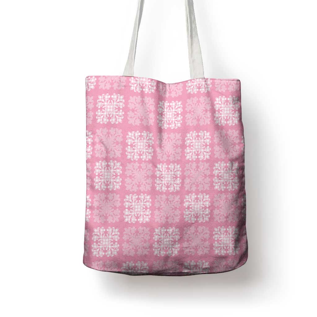 Pink Palaka Quilt Hawaii Tote Bag Traditional Hawaii-plaid Pattern LT14 - Polynesian Pride