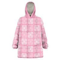 Pink Palaka Quilt Hawaii Wearable Blanket Hoodie Traditional Hawaii-plaid Pattern - Polynesian Pride