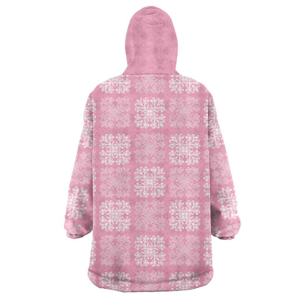 Pink Palaka Quilt Hawaii Wearable Blanket Hoodie Traditional Hawaii-plaid Pattern - Polynesian Pride