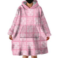 Pink Palaka Quilt Hawaii Wearable Blanket Hoodie Traditional Hawaii-plaid Pattern - Polynesian Pride