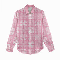 Pink Palaka Quilt Hawaii Women Casual Shirt Traditional Hawaii-plaid Pattern - Polynesian Pride