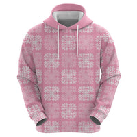 Pink Palaka Quilt Hawaii Zip Hoodie Traditional Hawaii-plaid Pattern - Polynesian Pride