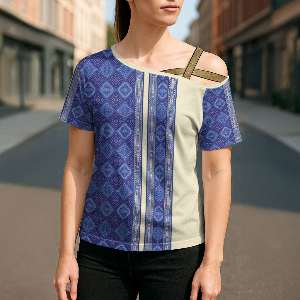 Mabuhay Philippines Festival Cross Shoulder Shirt Yakan Modern Filipiniana Inspired LT14 - Polynesian Pride