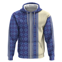 Mabuhay Philippines Festival Hoodie Yakan Modern Filipiniana Inspired LT14 Zip Hoodie Blue - Polynesian Pride