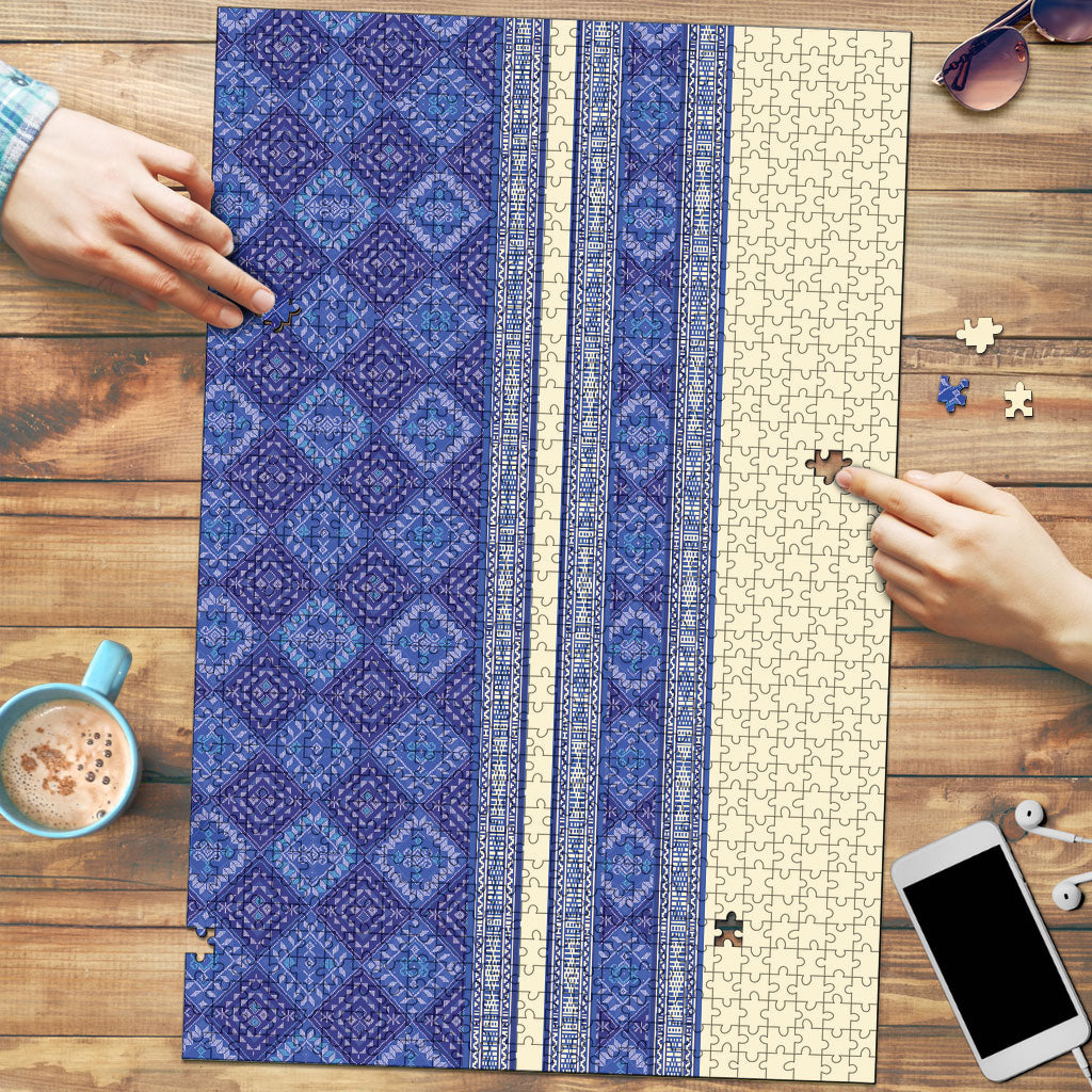 Mabuhay Philippines Festival Puzzle Yakan Modern Filipiniana Inspired LT14 Blue - Polynesian Pride