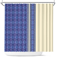 Mabuhay Philippines Festival Shower Curtain Yakan Modern Filipiniana Inspired LT14 Blue - Polynesian Pride