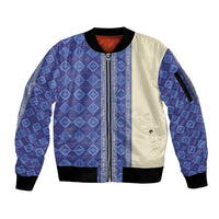 Mabuhay Philippines Festival Sleeve Zip Bomber Jacket Yakan Modern Filipiniana Inspired LT14 Unisex Blue - Polynesian Pride