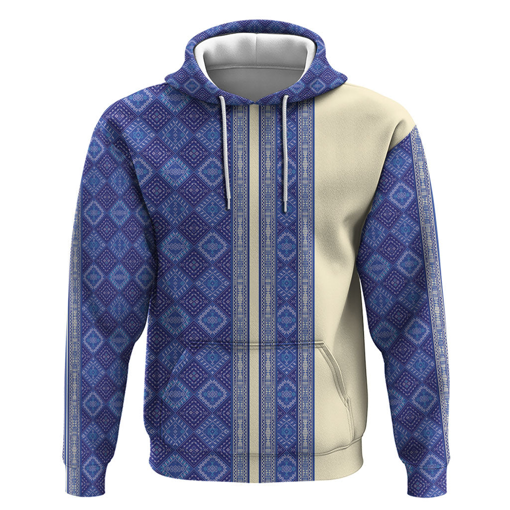 Mabuhay Philippines Festival Zip Hoodie Yakan Modern Filipiniana Inspired LT14 Pullover Hoodie Blue - Polynesian Pride