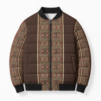 Mabuhay Philippines Festival Bomber Puffer Jacket Tnalak Modern Filipiniana Inspired LT14 Unisex Brown - Polynesian Pride