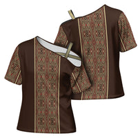 Mabuhay Philippines Festival Cross Shoulder Shirt Tnalak Modern Filipiniana Inspired LT14 - Polynesian Pride