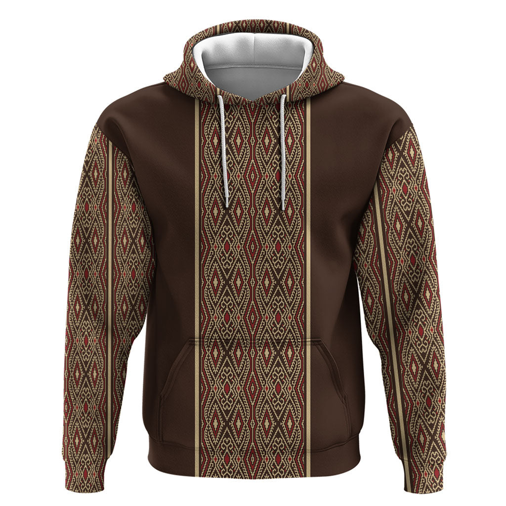 Mabuhay Philippines Festival Zip Hoodie Tnalak Modern Filipiniana Inspired LT14 Pullover Hoodie Brown - Polynesian Pride