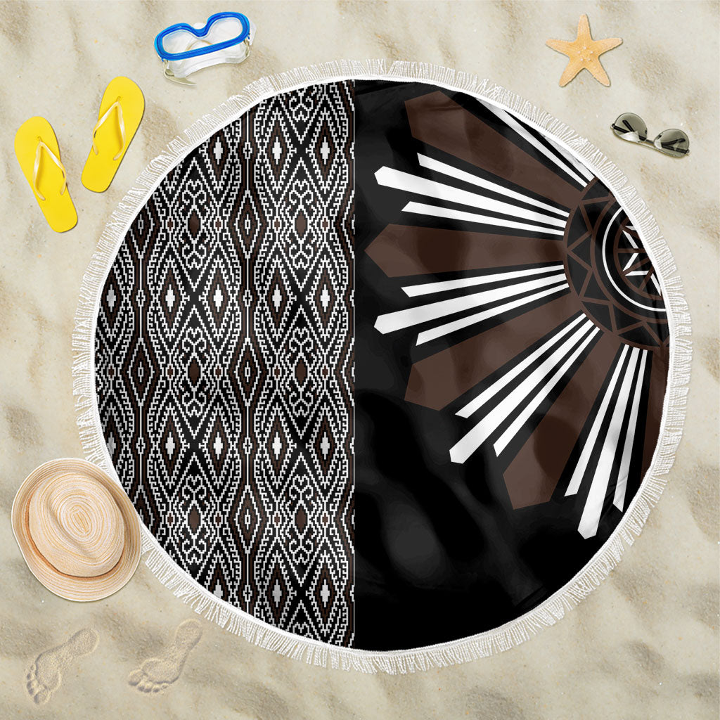 Mabuhay Philippines Festival Beach Blanket Araw Tnalak Modern Filipiniana Inspired LT14 One Size 150cm Black - Polynesian Pride