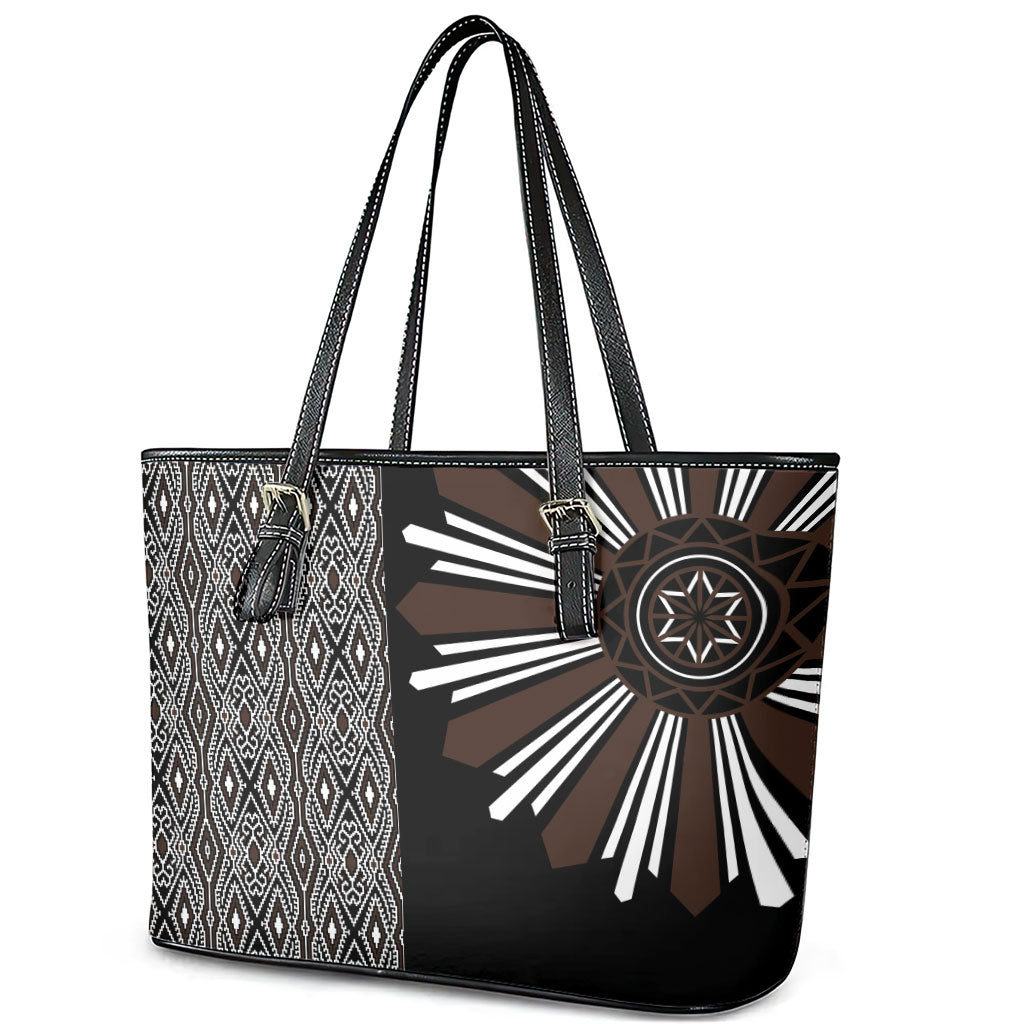 Mabuhay Philippines Festival Leather Tote Bag Araw Tnalak Modern Filipiniana Inspired LT14 - Polynesian Pride