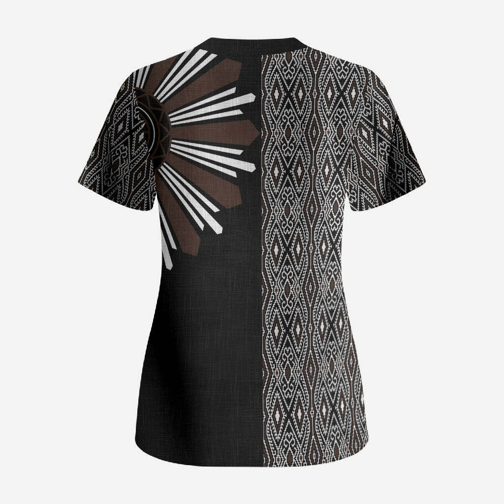 Mabuhay Philippines Festival Scrub Top Araw Tnalak Modern Filipiniana Inspired LT14 - Polynesian Pride