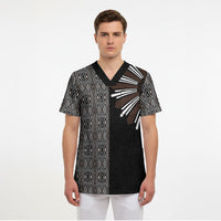 Mabuhay Philippines Festival Scrub Top Araw Tnalak Modern Filipiniana Inspired LT14 - Polynesian Pride