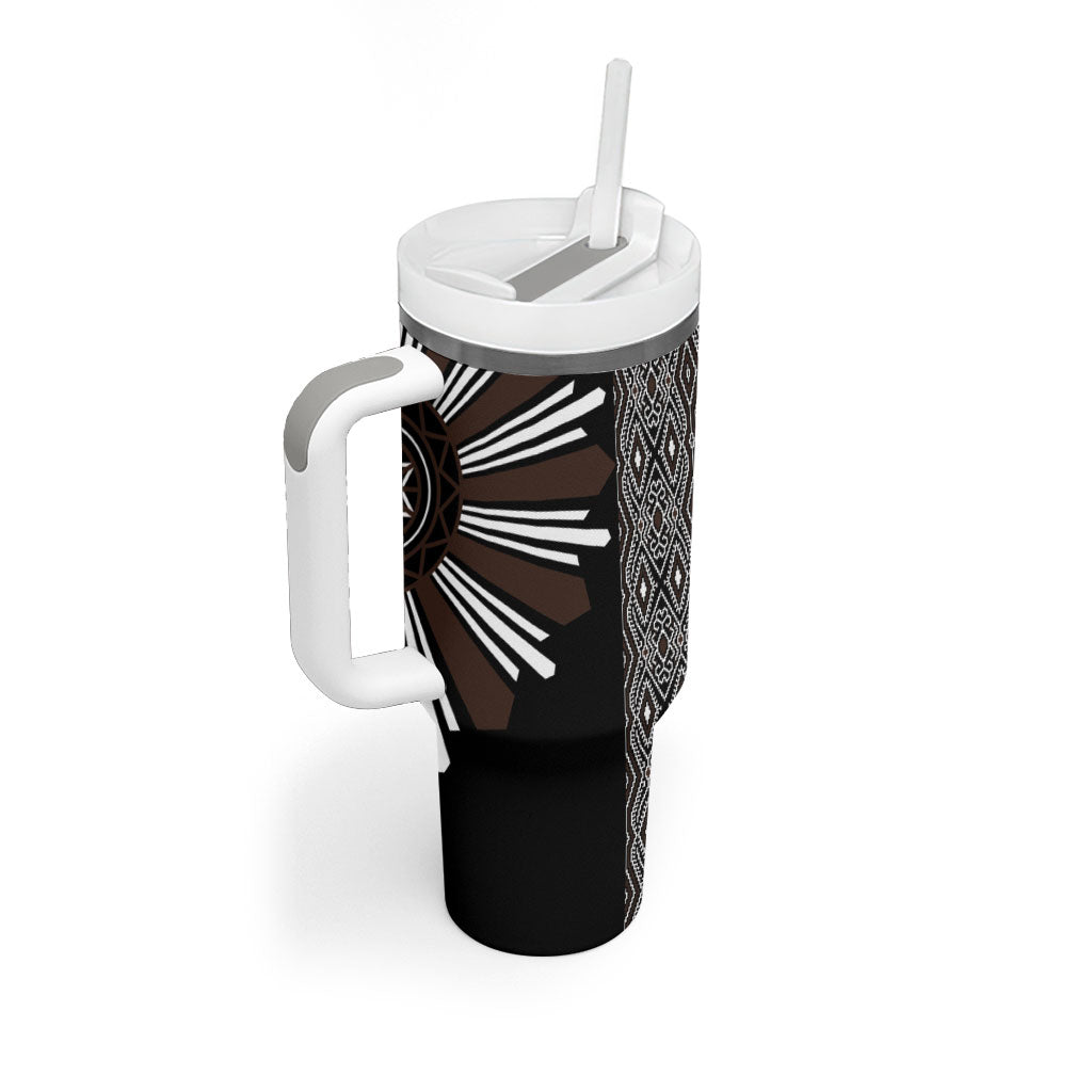 Mabuhay Philippines Festival Tumbler With Handle Araw Tnalak Modern Filipiniana Inspired LT14 - Polynesian Pride