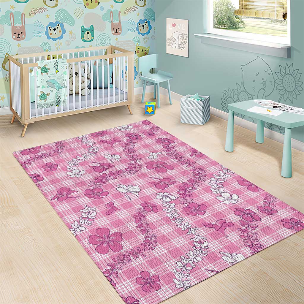 Alaka Aloha Hawaii Area Rug Plumeria Lei With Palaka Motif - Polynesian Pride