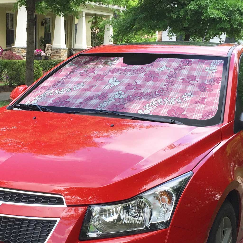 Alaka Aloha Hawaii Auto Sun Shade Plumeria Lei With Palaka Motif - Polynesian Pride