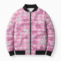 Alaka Aloha Hawaii Bomber Puffer Jacket Plumeria Lei With Palaka Motif - Polynesian Pride