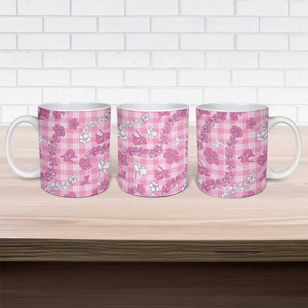 Alaka Aloha Hawaii Ceramic Mug Plumeria Lei With Palaka Motif - Polynesian Pride