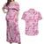 Alaka Aloha Hawaii Couples Matching Off Shoulder Maxi Dress and Hawaiian Shirt Plumeria Lei With Palaka Motif - Polynesian Pride
