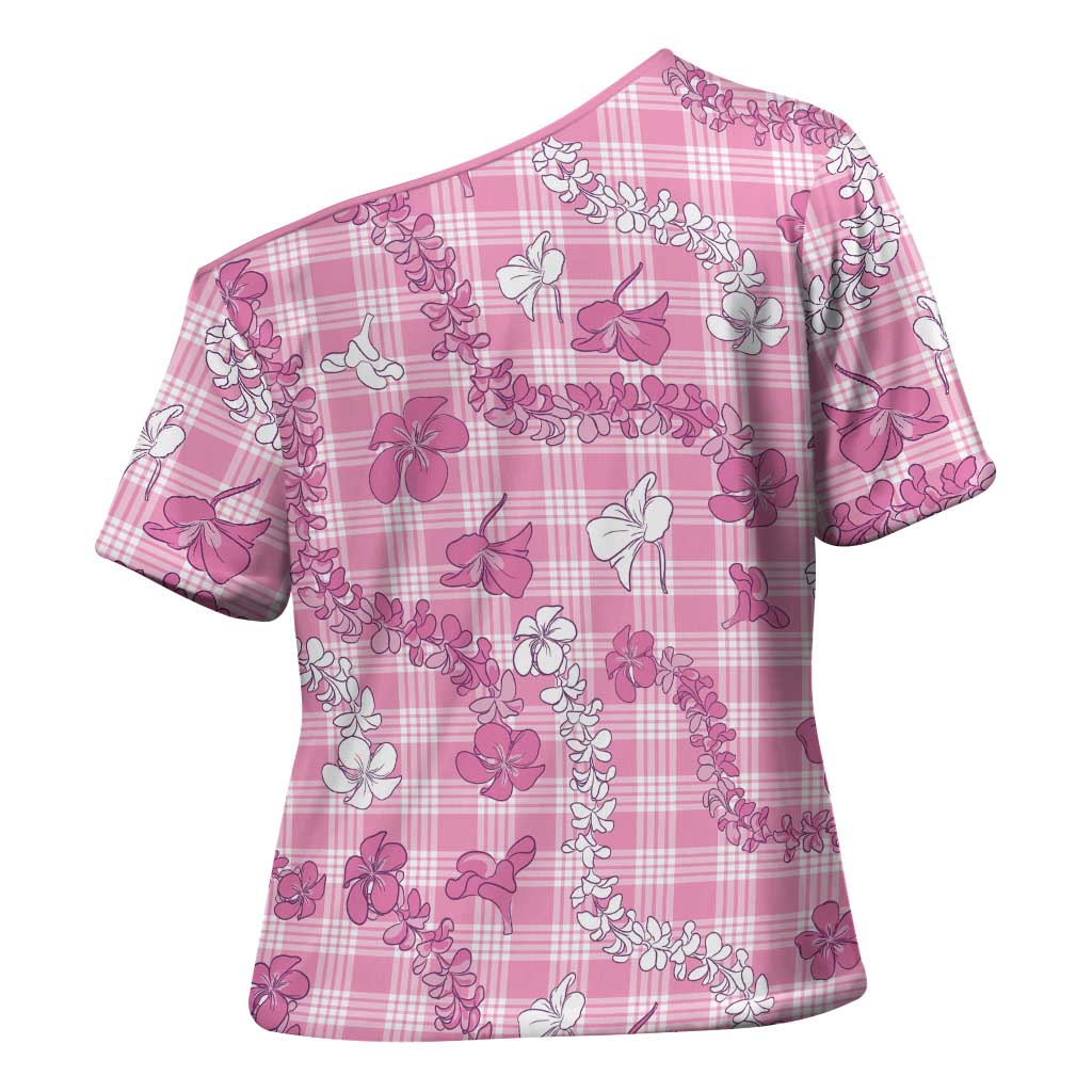 Alaka Aloha Hawaii Cross Shoulder Shirt Plumeria Lei With Palaka Motif - Polynesian Pride