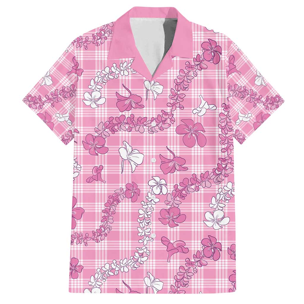 Alaka Aloha Hawaii Family Matching Off Shoulder Short Dress and Hawaiian Shirt Plumeria Lei With Palaka Motif - Polynesian Pride