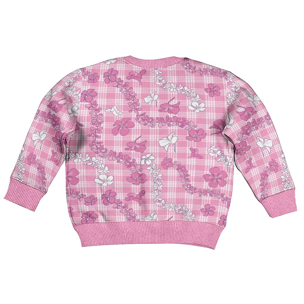 Alaka Aloha Hawaii Kid Ugly Christmas Sweater Plumeria Lei With Palaka Motif - Polynesian Pride