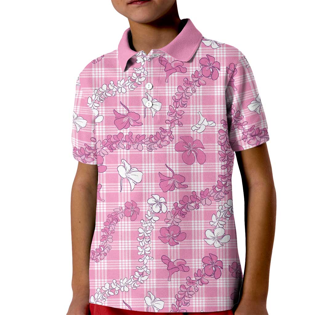 Alaka Aloha Hawaii Kid Polo Shirt Plumeria Lei With Palaka Motif - Polynesian Pride